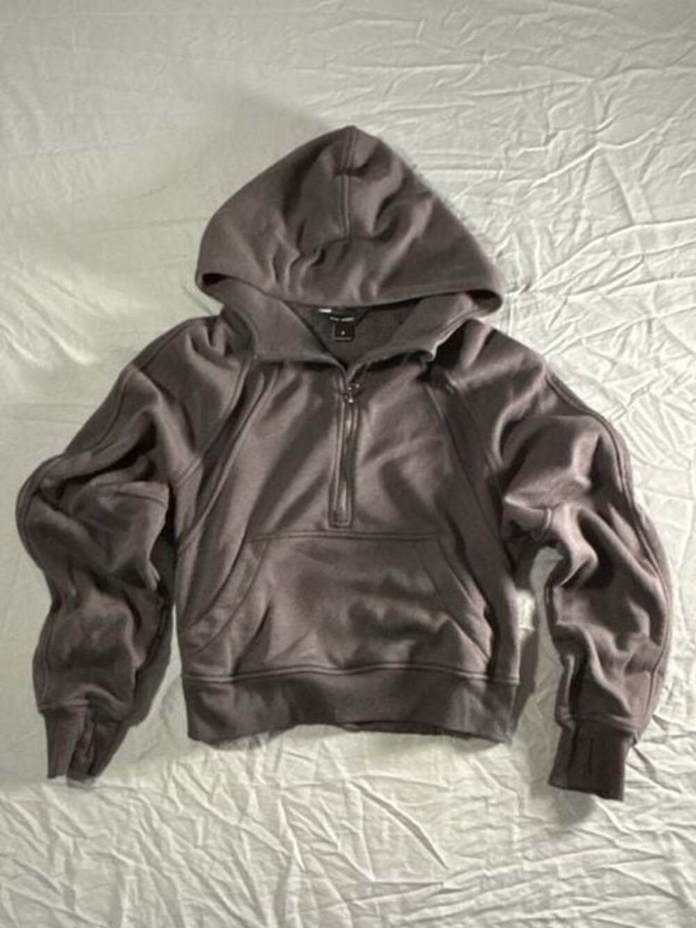 Rae Mode Mineral Wash Half-Zip Cropped Hoodie with Thumbholes Size Small